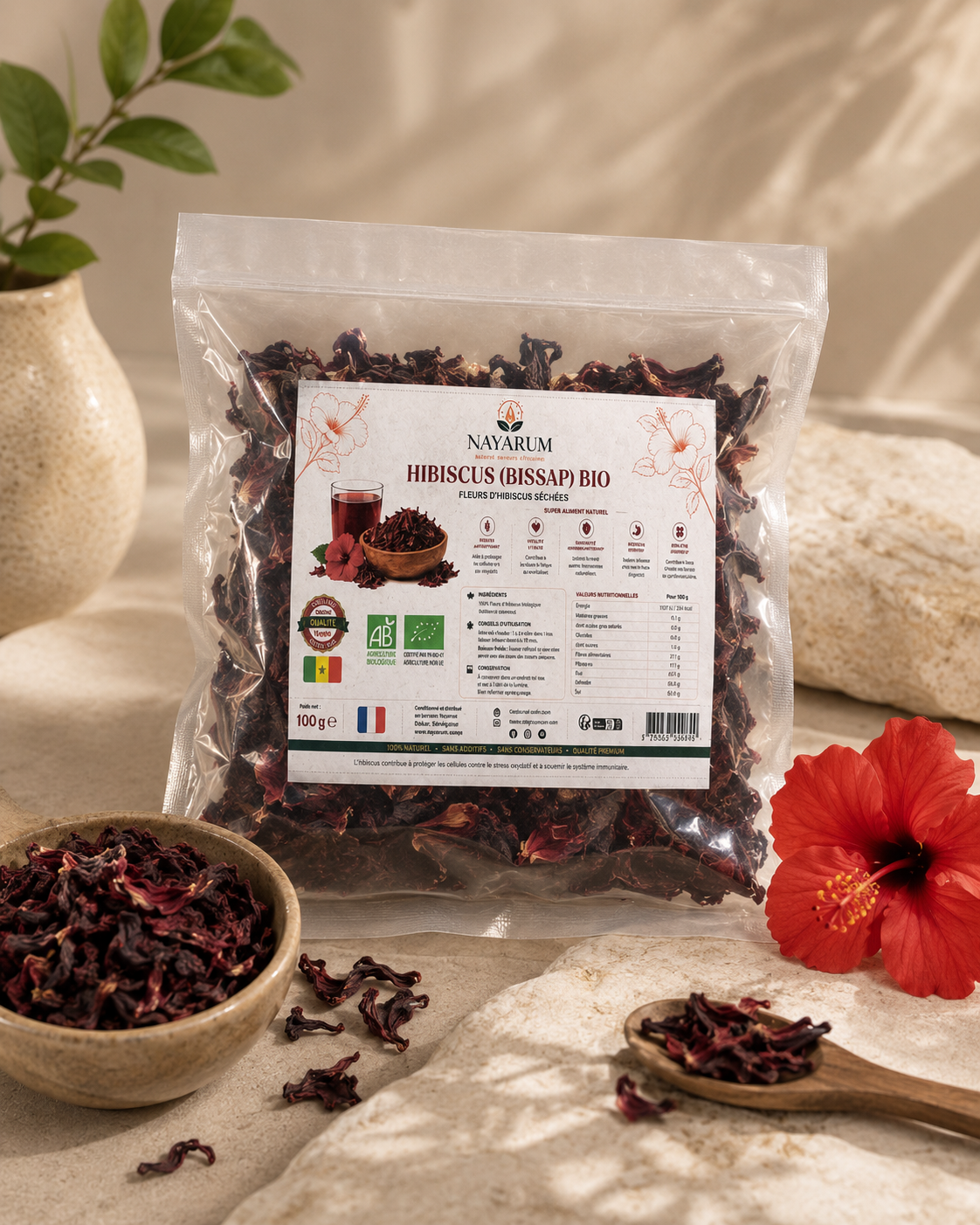 Hibiscus bio (bissap qualité vimto)